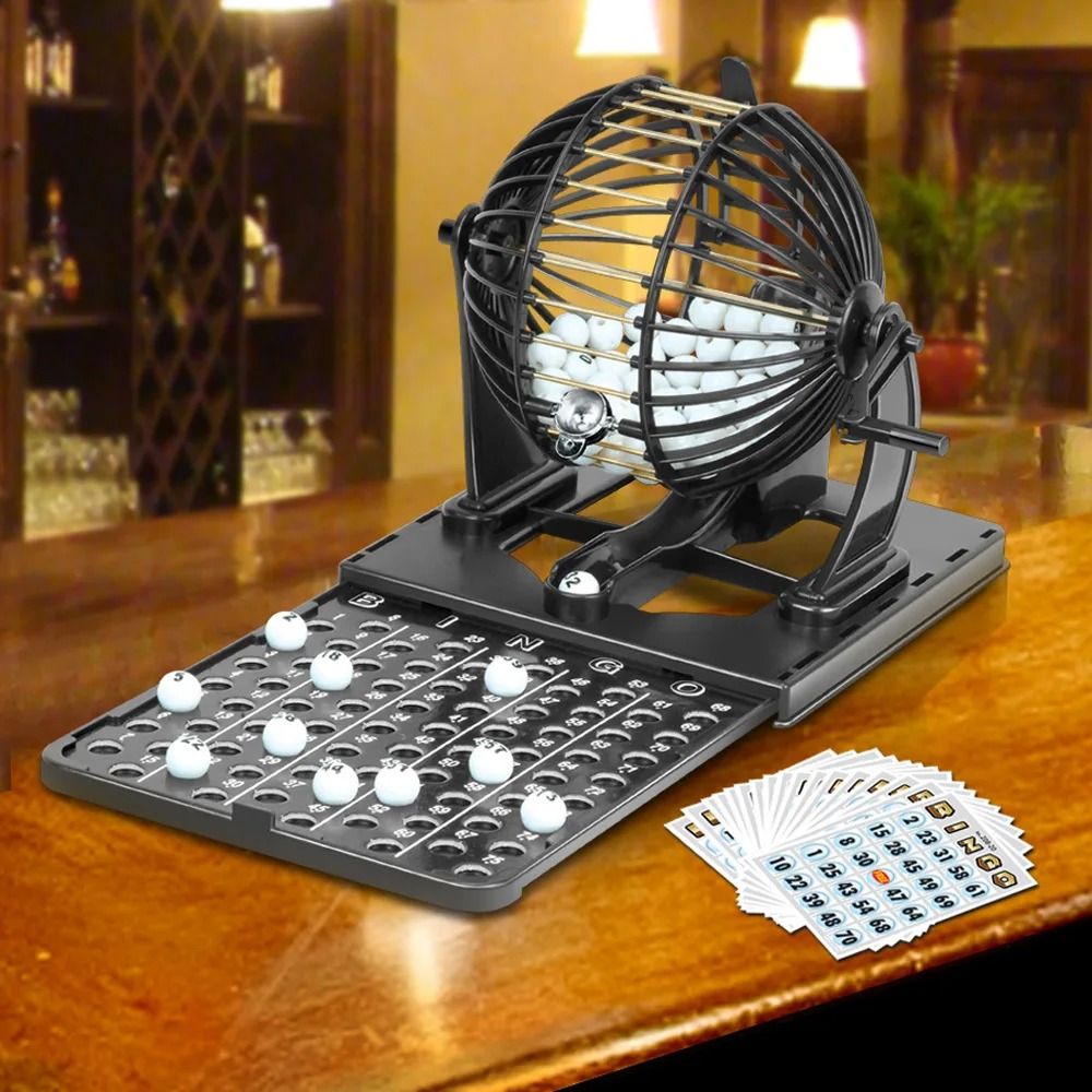 Classic Tabletop Bingo Cage Set Rotating Lottery Machine For Family Party Entertainment 0