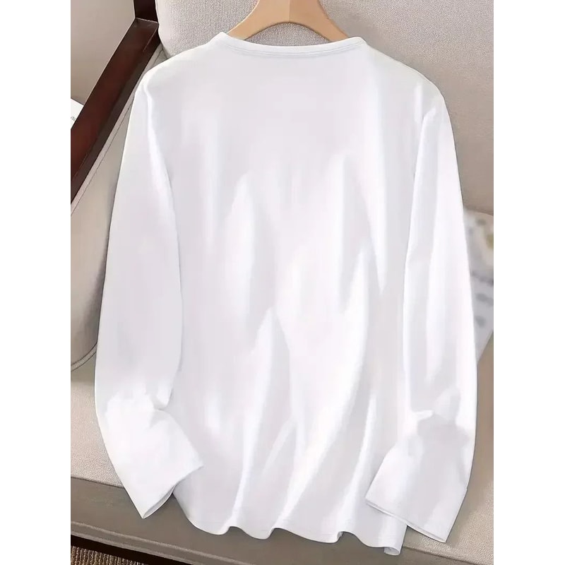 Y2K Vintage Love Heart Print Long Sleeve Shirt Casual Crew Neck Retro Tee 2