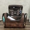 Genuine Leather Mens Business Travel Toiletry Bag Crazy Horse Leather Wash Cosmetics Organizer 0
