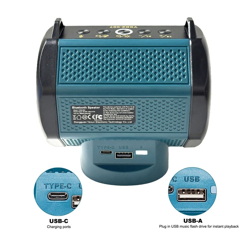 MultiBrand 18V20V Jobsite Bluetooth Speaker HighPower Amplifier With USBC Charging 2