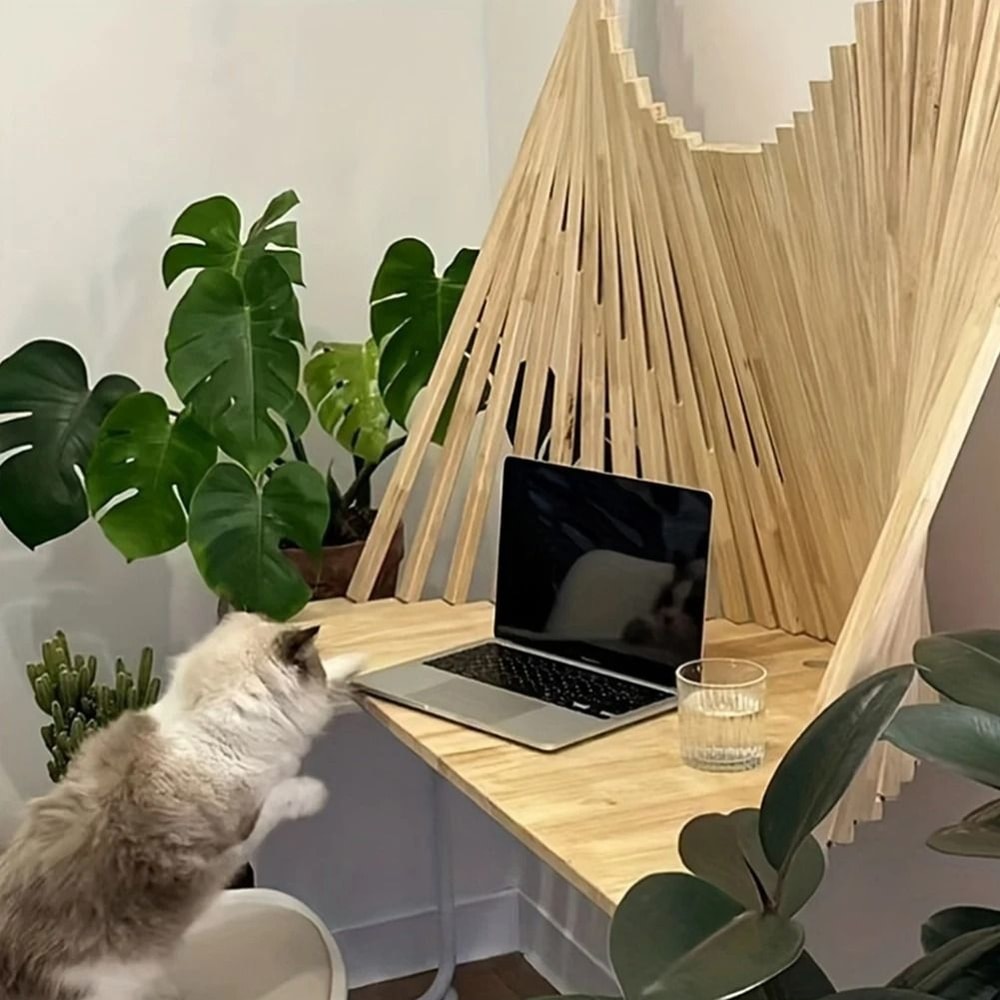 Solid Wood WallMounted Folding Desk SpaceSaving Hanging Table For Home Office 2