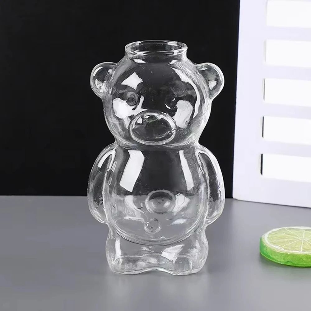 Cartoon Bear Glass Mug 108 Oz Creative Transparent Cup With Straw 7