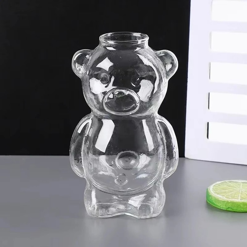 Cartoon Bear Glass Mug 108 Oz Creative Transparent Cup With Straw 7