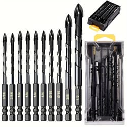 10-piece tungsten carbide drill bit set – heavy-duty cross head bits for multi-material drilling