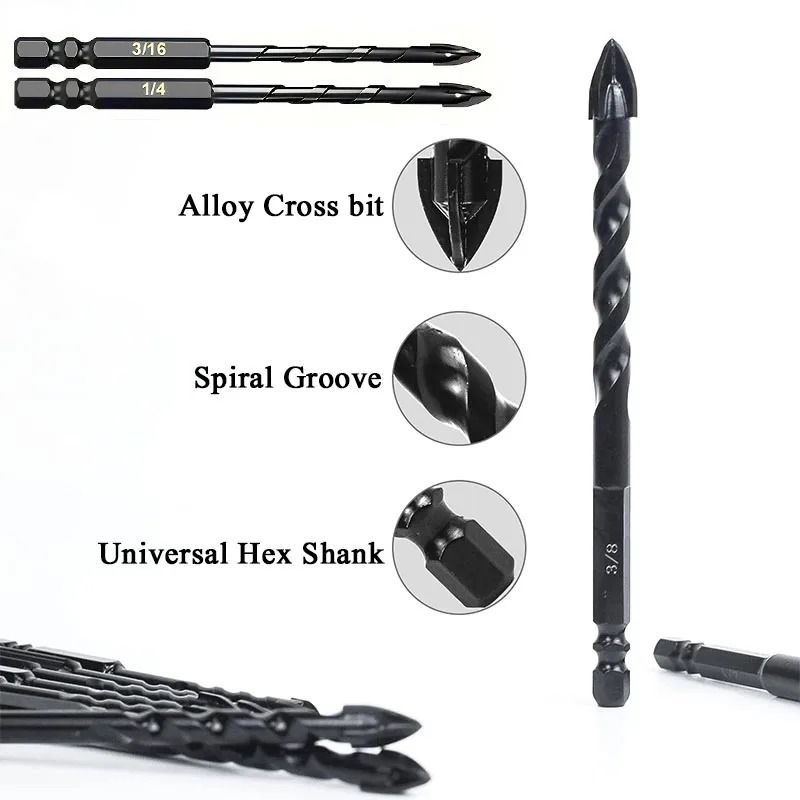 10Piece Tungsten Carbide Drill Bit Set HeavyDuty Cross Head Bits For MultiMaterial Drilling 2