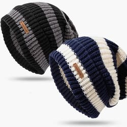 korean fashion striped knitted hat – lightweight windproof beanie for men & women