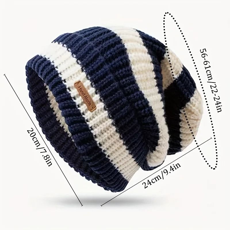 Korean Fashion Striped Knitted Hat Lightweight Windproof Beanie For Men Women 4