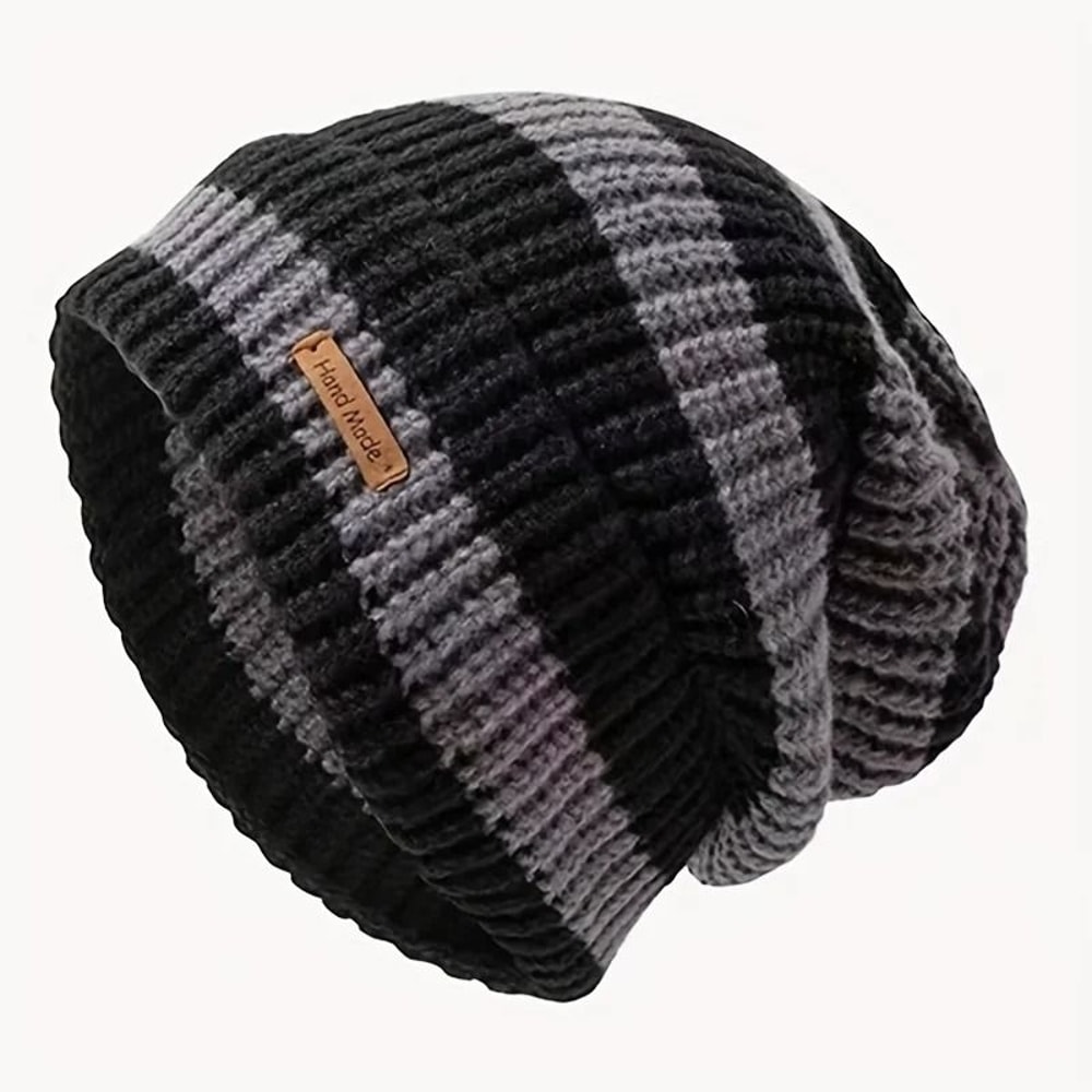 Korean Fashion Striped Knitted Hat Lightweight Windproof Beanie For Men Women 9