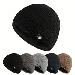 unisex fleece-lined knitted beanie – thick thermal ear protection hat for outdoor winter sports