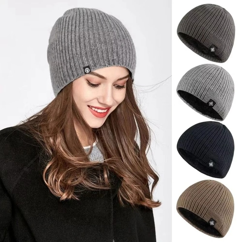 Unisex FleeceLined Knitted Beanie Thick Thermal Ear Protection Hat For Outdoor Winter Sports 1