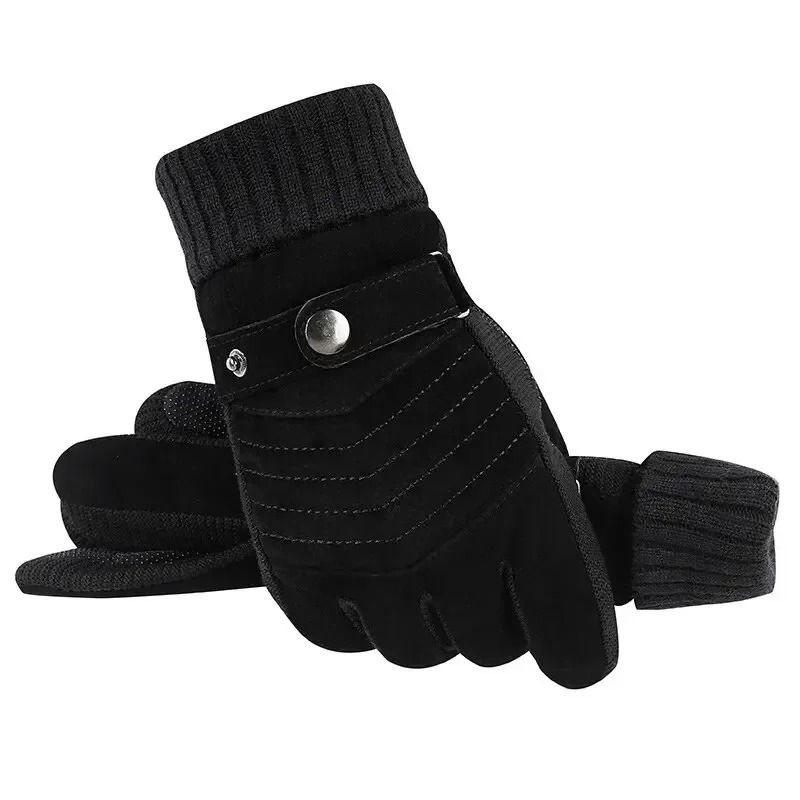 Mens Thermal Winter Leather Gloves Windproof Motorcycle Cycling Touch Screen Gloves 5