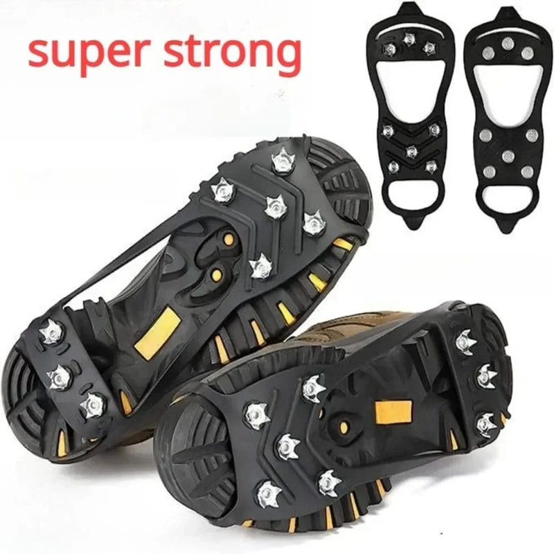 8Teeth Professional Ice Grippers HeavyDuty AntiSlip Snow Crampons For Hiking Climbing 1