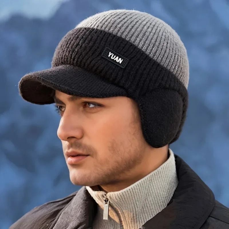 DualTone Knit Baseball Cap Stylish Winter Dad Hat With Integrated Ear Protection 5
