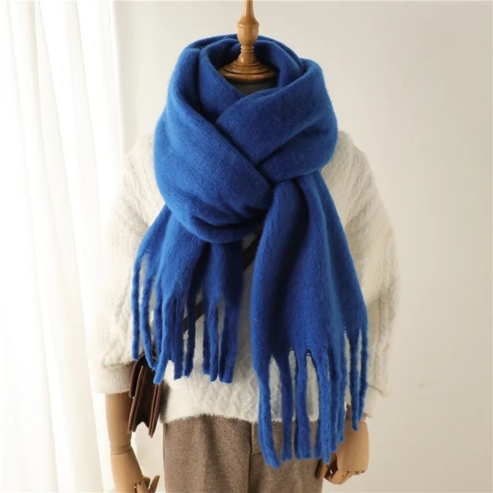 Winter CashmereSoft Pashmina Scarf Oversized Solid Blanket Wrap With Large Tassels 17