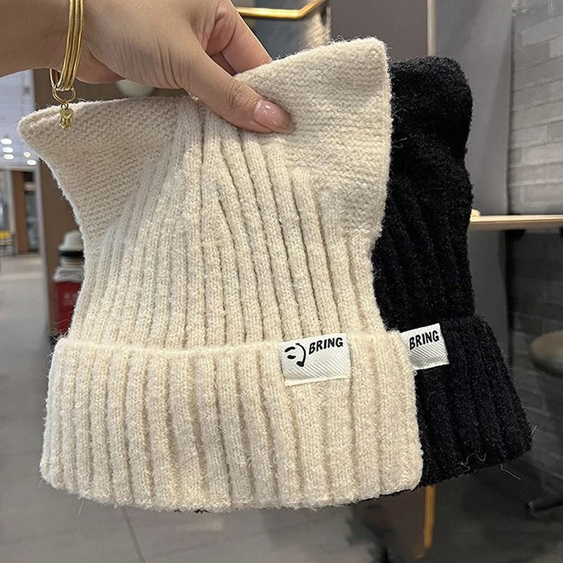 Cute Cat Ears Beanie Sweet Versatile Thermal Knitted Hat For Women 2