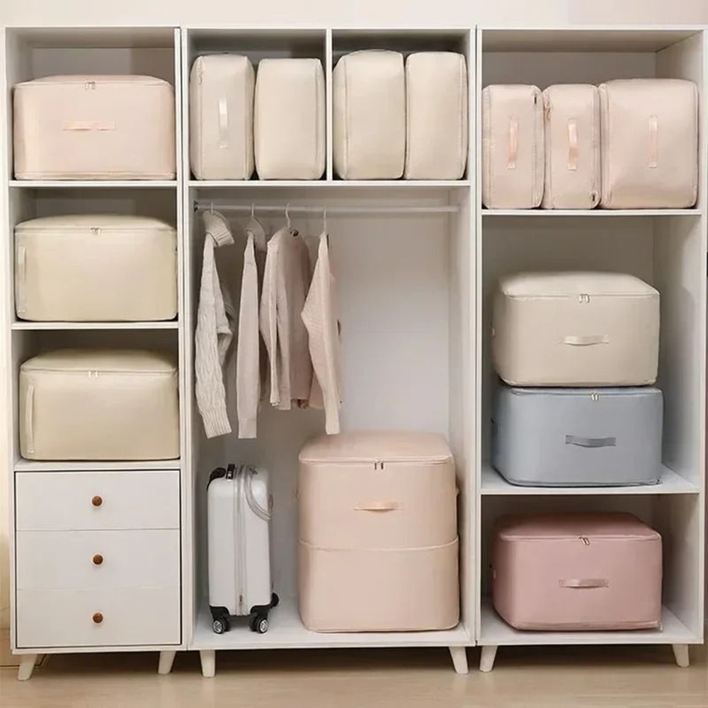 Ultra SpaceSaving SelfCompression Duvet Organizer Large Capacity Closet Cabinet Storage Bag 6