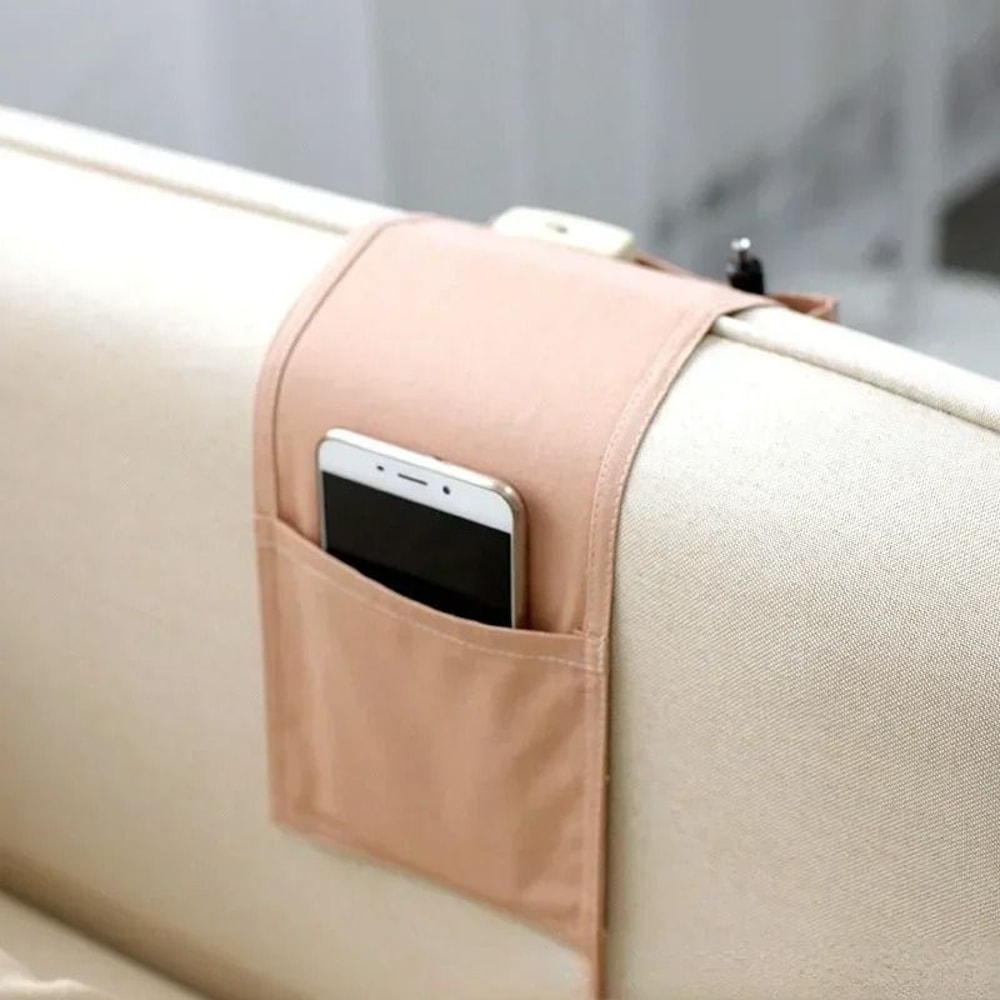 Cotton Linen Bedside Organizer Multifunctional Hanging Storage Bag For Bed Sofa Desk 3