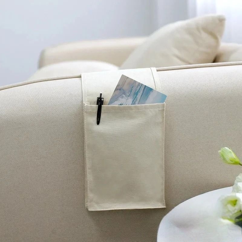 Cotton Linen Bedside Organizer Multifunctional Hanging Storage Bag For Bed Sofa Desk 8