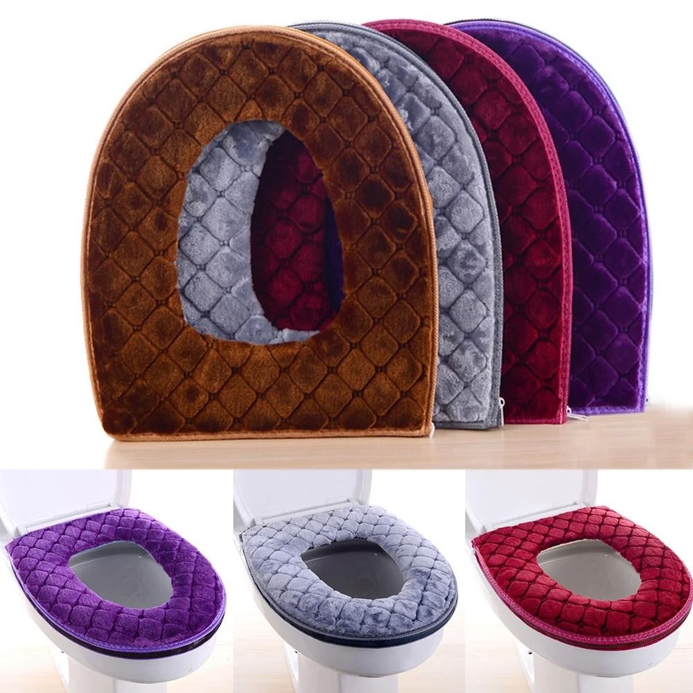 OShaped Plush Toilet Seat Cushion UltraSoft Thermal Winter Warmer For Bathroom Comfort 0