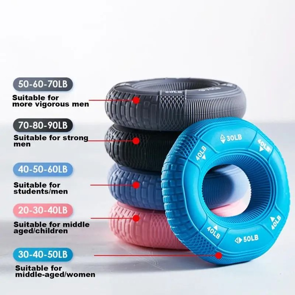 Silicone Adjustable Hand Grip MultiLevel Finger Gripping Ring Forearm Trainer 2