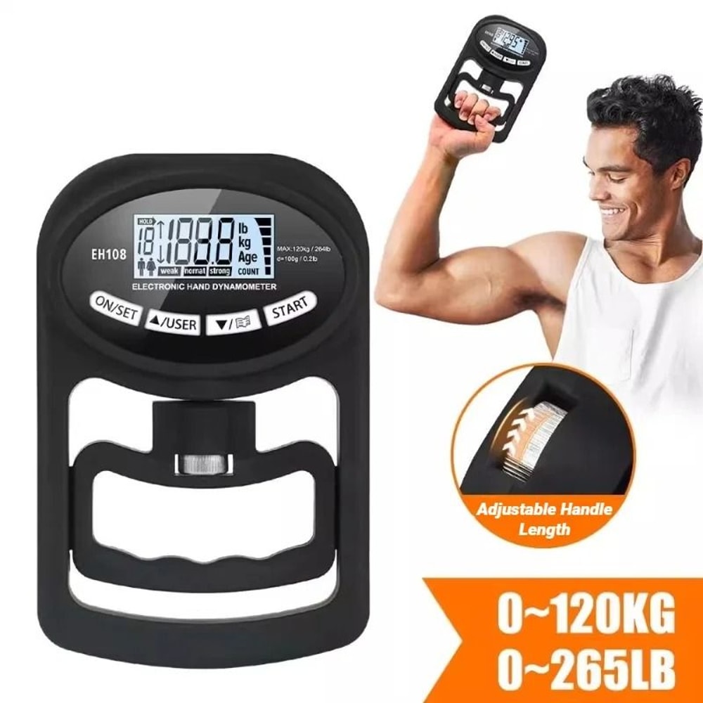 Digital Hand Dynamometer 265lbs120kg Precision Grip Strength Meter With LCD Screen 0