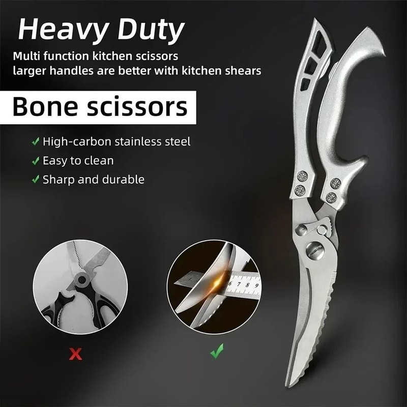 Stainless Steel Kitchen Shears HeavyDuty Chicken Bone Seafood Cutter 1