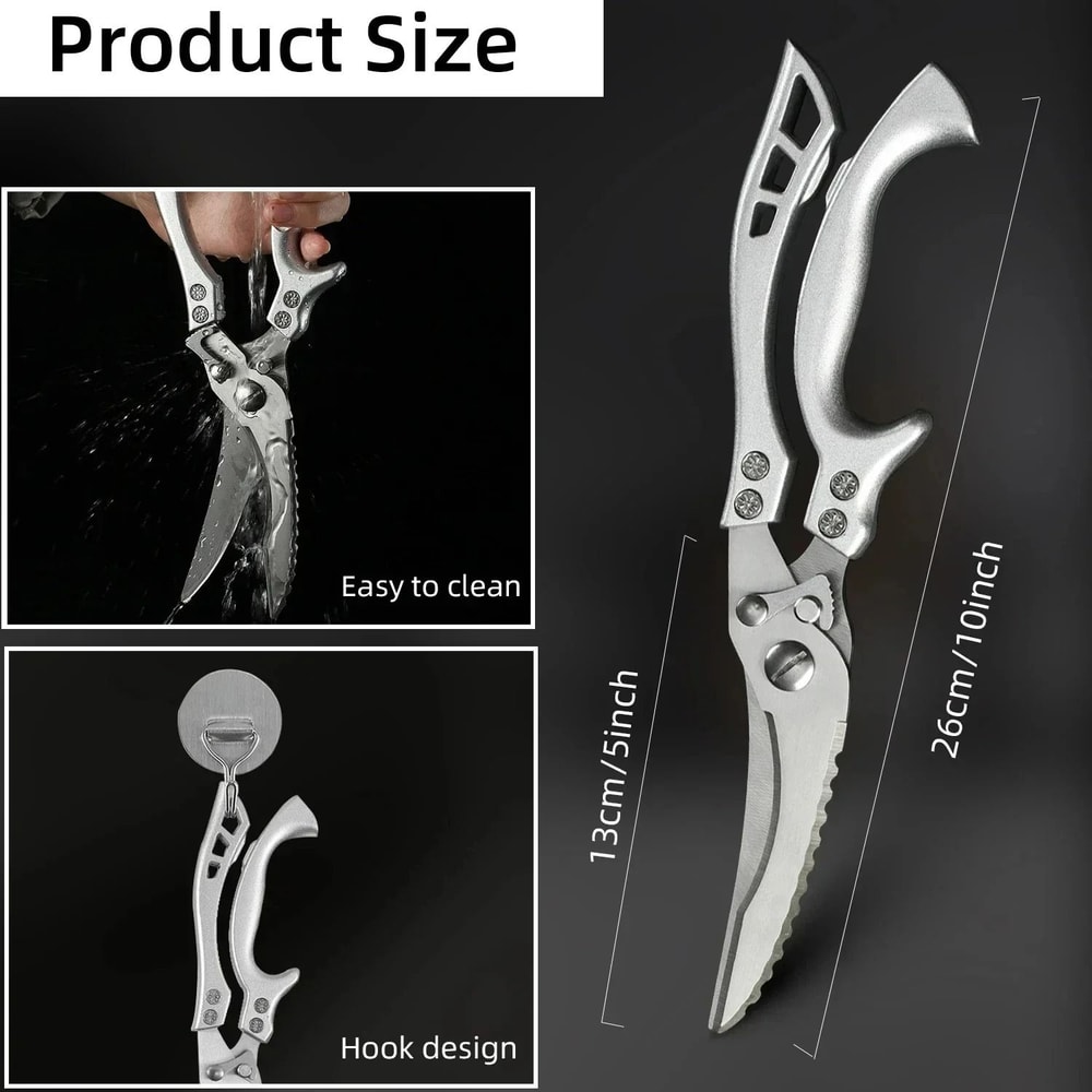 Stainless Steel Kitchen Shears HeavyDuty Chicken Bone Seafood Cutter 3