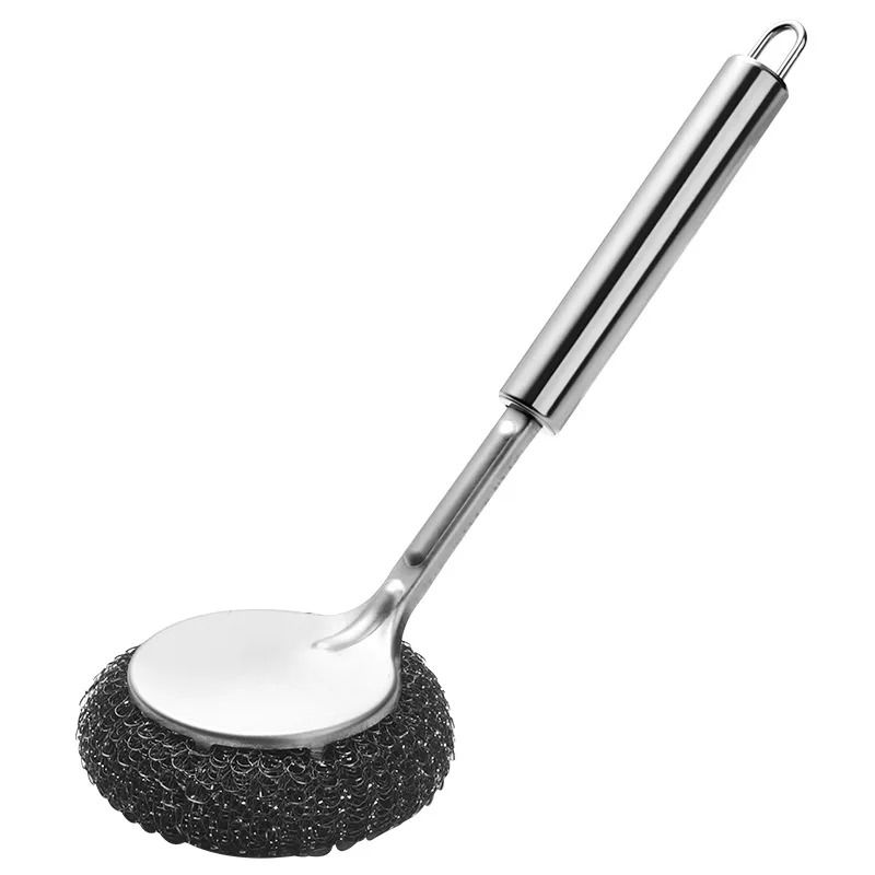 Stainless Steel Wire Ball Brush Long Handle Pot Sink Scrubber 6