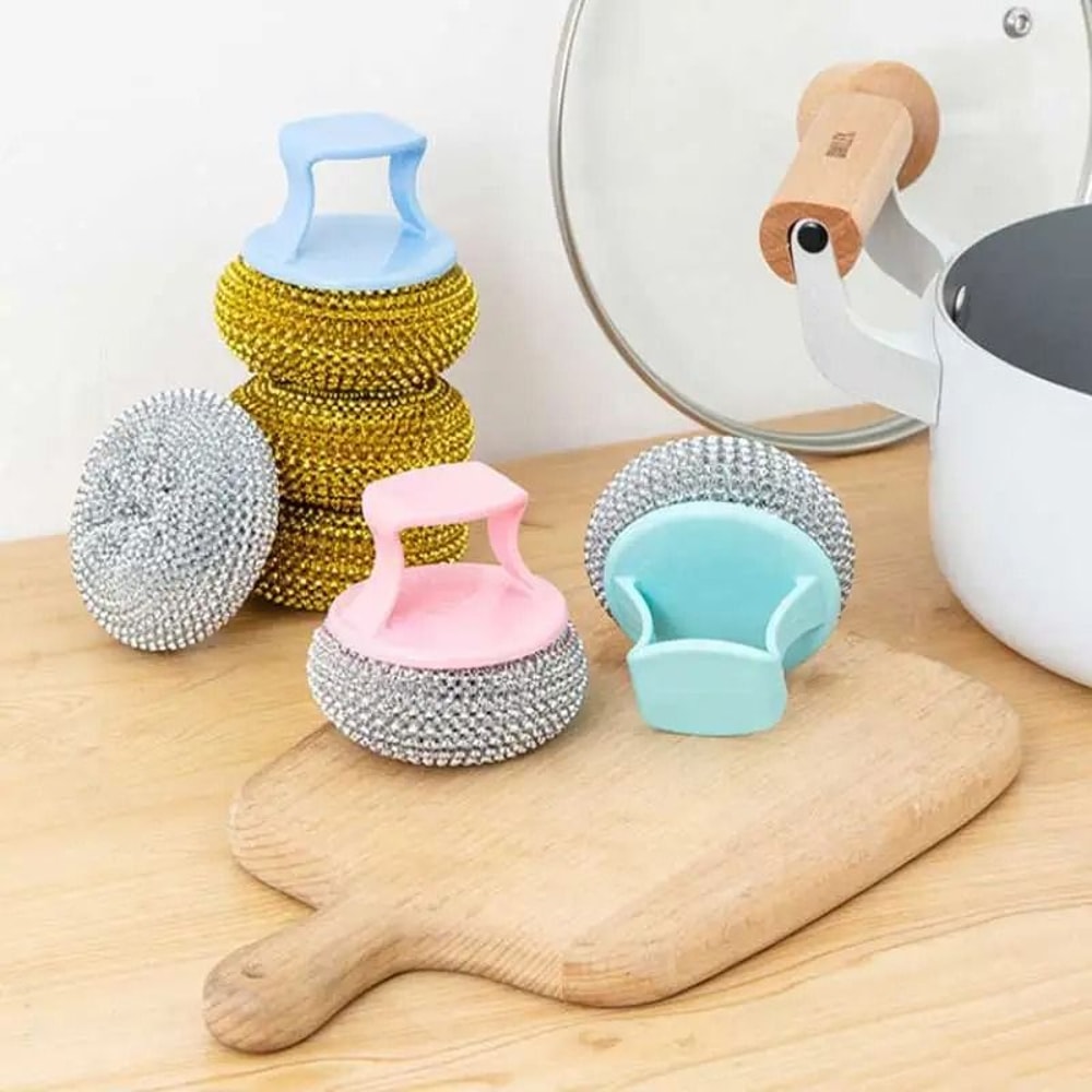 Detachable Cleaning Ball Brush HeavyDuty Pot Dish Kitchen Scrubber 4