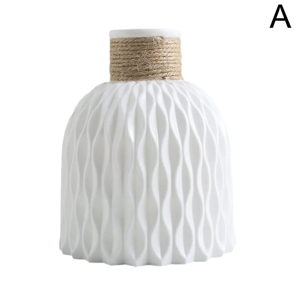 Rope Design Decorative Plastic Vase Modern Porcelain Imitation Flowerpot For Home Decor 7