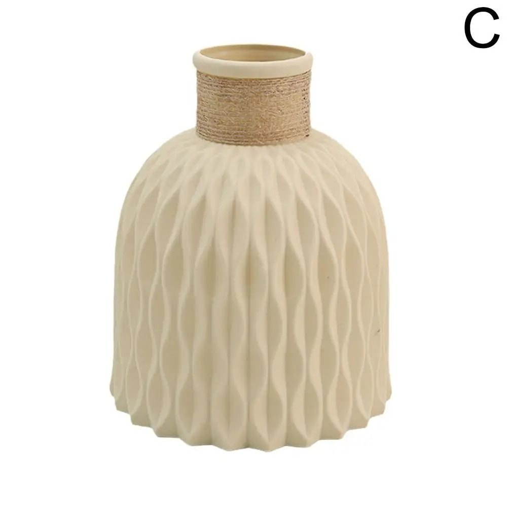 Rope Design Decorative Plastic Vase Modern Porcelain Imitation Flowerpot For Home Decor 9