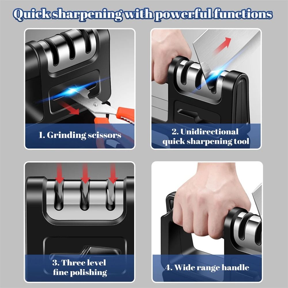 4in1 Stainless Steel Knife Sharpener Adjustable MultiStage Sharpening Tool 4