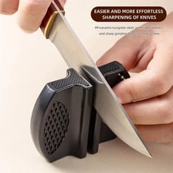 2-stage handheld knife sharpener – portable quick sharpening tool with non-slip base