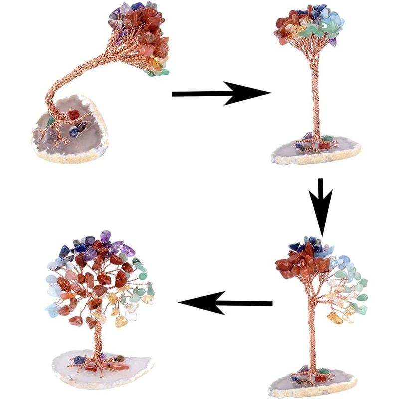 Super Mini Crystal Money Tree Healing Gemstone Decor With Agate Slice Base 4