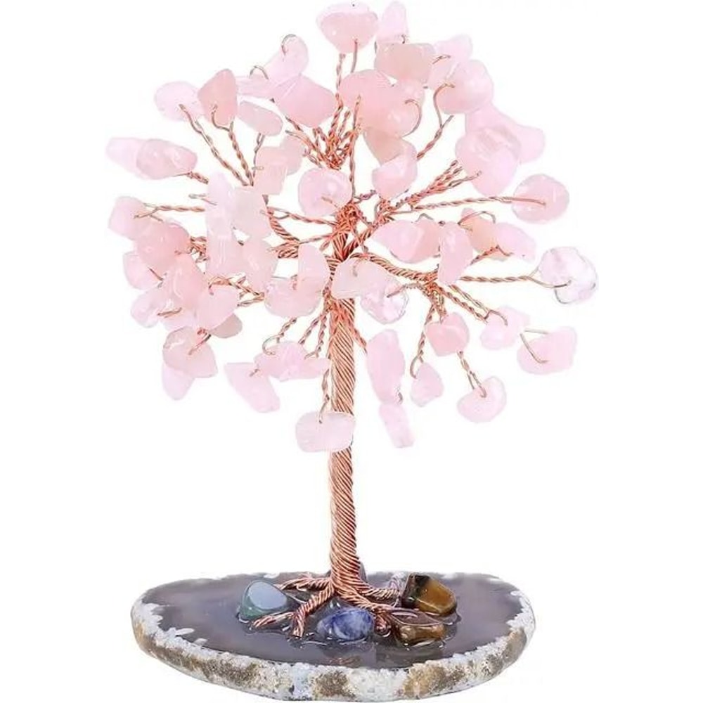 Super Mini Crystal Money Tree Healing Gemstone Decor With Agate Slice Base 8