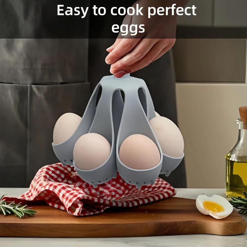 Silicone Egg Boiler Rack Freestanding Steamer Storage Gadget 1