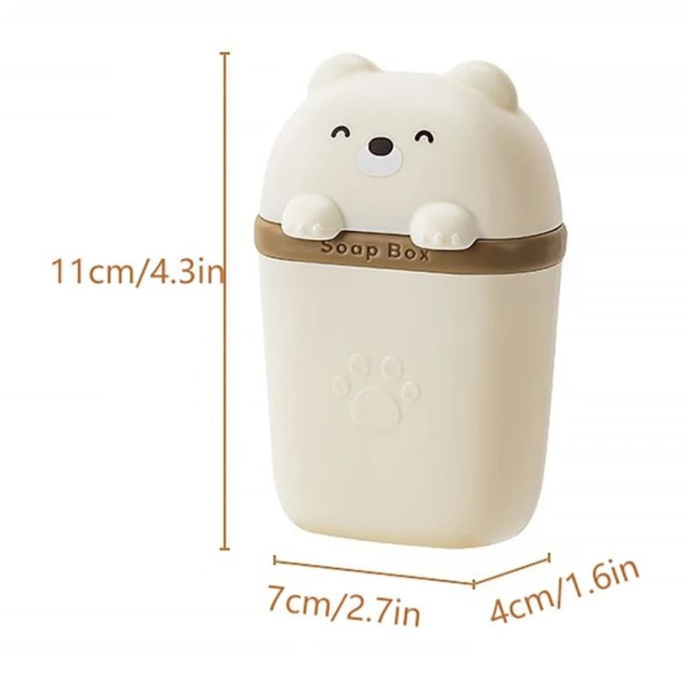 Cartoon Bear Portable Soap Dish Waterproof Sealed Travel Storage Box 6