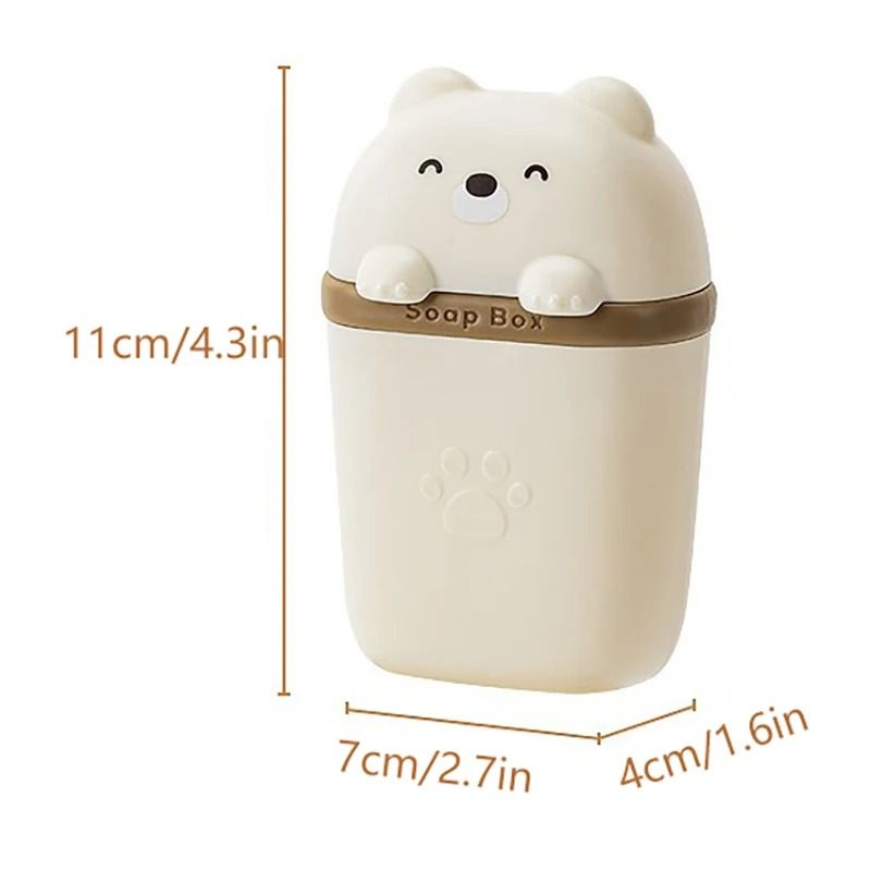 Cartoon Bear Portable Soap Dish Waterproof Sealed Travel Storage Box 6