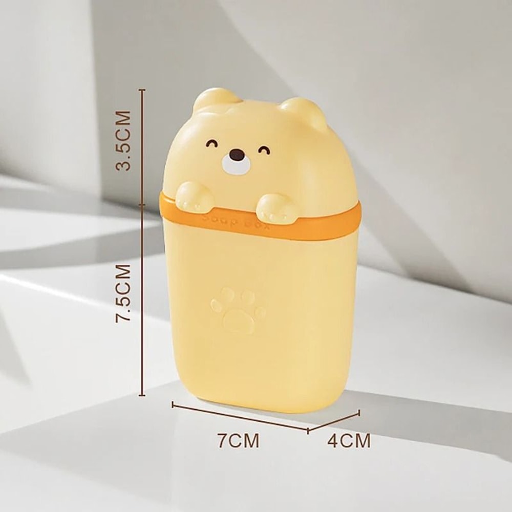 Cartoon Bear Portable Soap Dish Waterproof Sealed Travel Storage Box 7