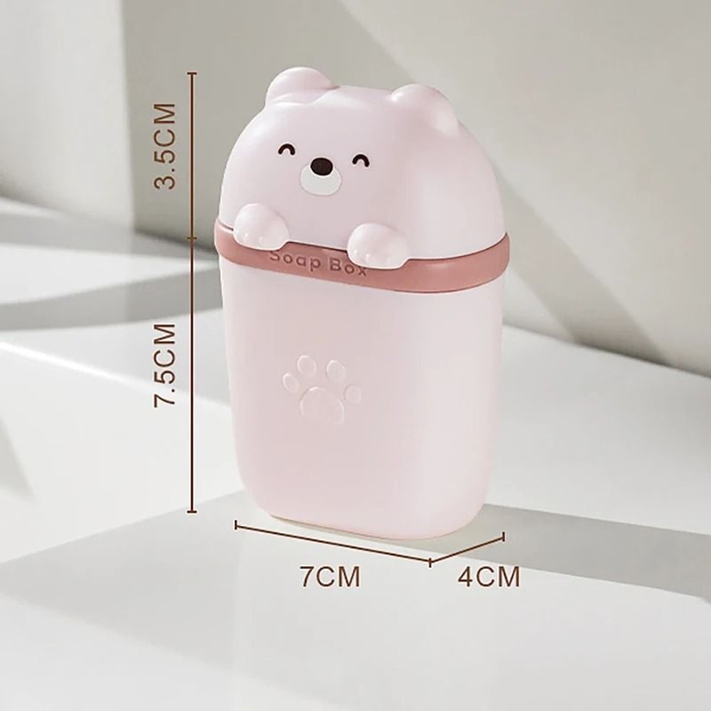 Cartoon Bear Portable Soap Dish Waterproof Sealed Travel Storage Box 8