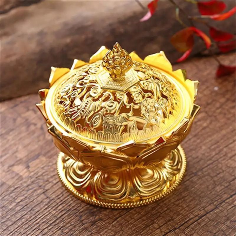 31in Lotus Flower Incense Burner Brass Aesthetic Buddhism Buddha Holder 1