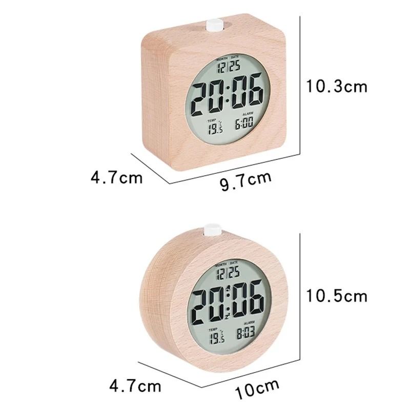 Wooden Alarm Clock Multifunctional Electronic Desktop Display 3