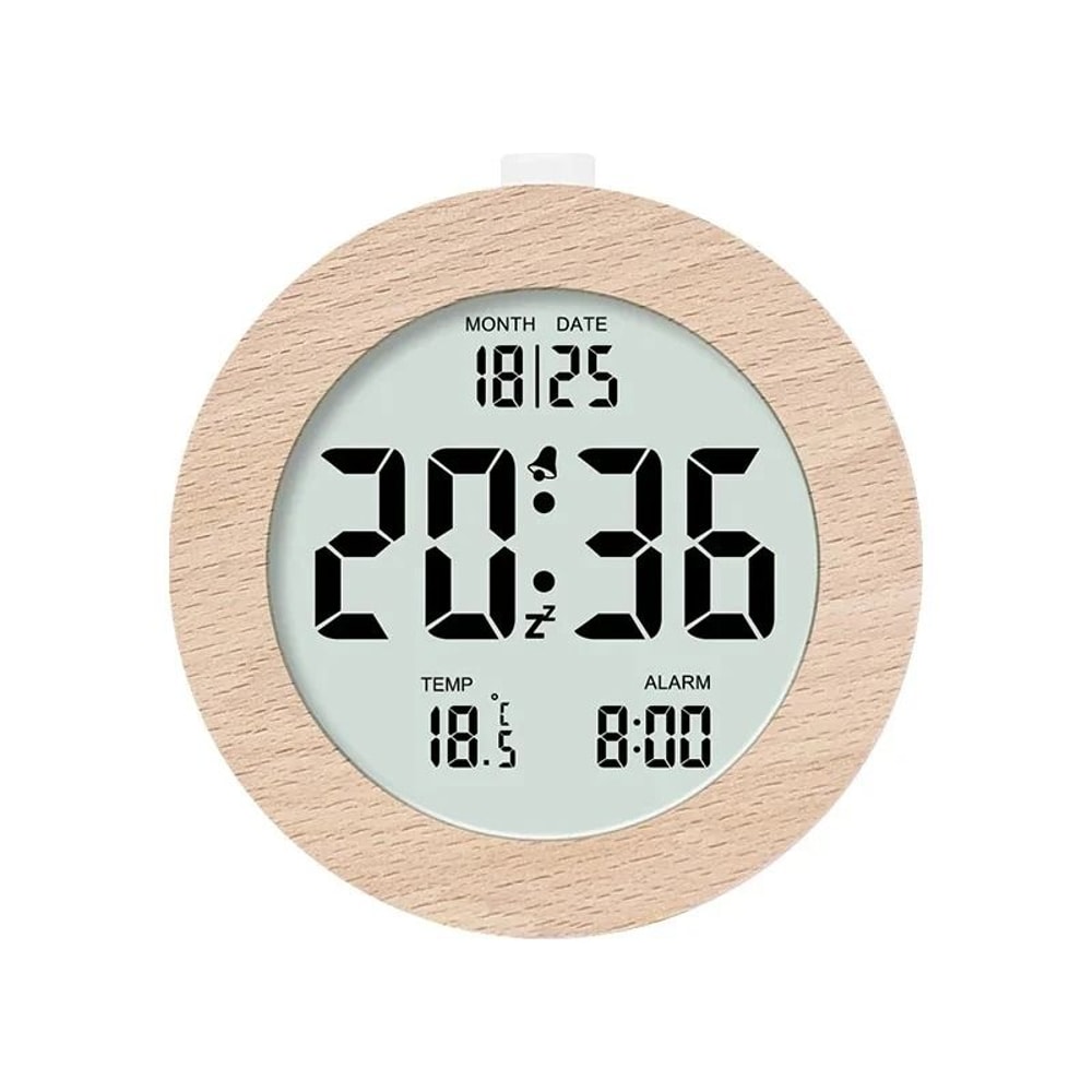 Wooden Alarm Clock Multifunctional Electronic Desktop Display 6