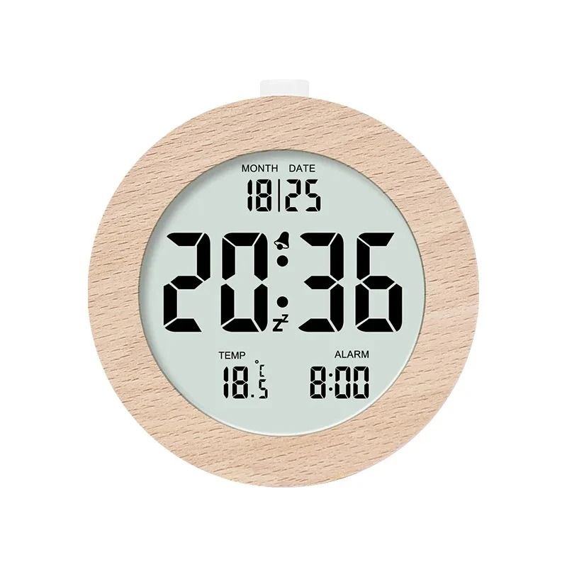 Wooden Alarm Clock Multifunctional Electronic Desktop Display 6