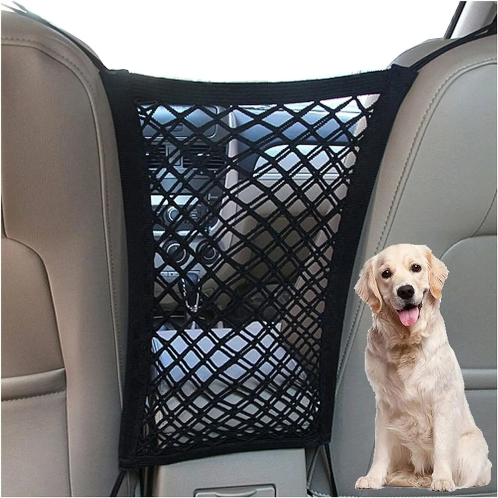 Pet Car Barrier Mesh Storage Bag Back Seat Safety Protector For Dogs 1