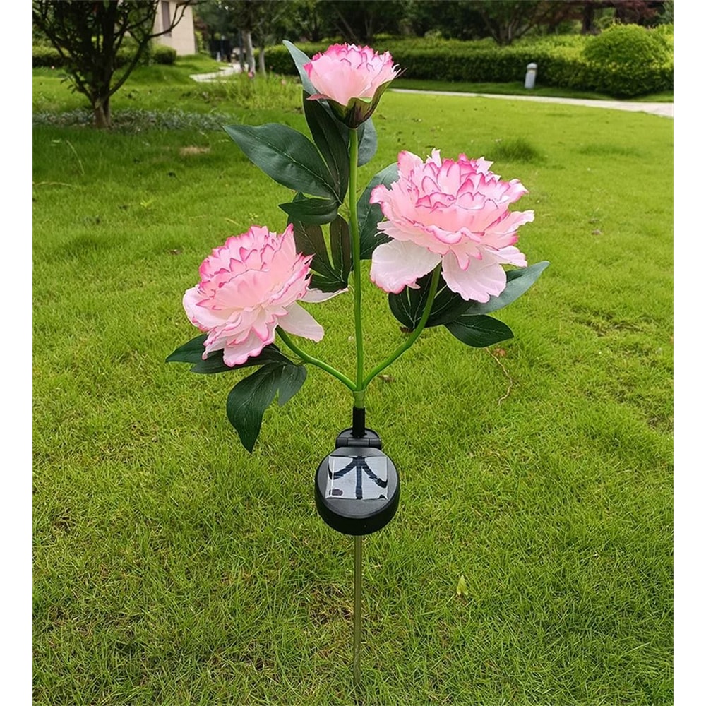 Solar Peony Garden Lights 3Head Waterproof Outdoor Pathway Decor 3