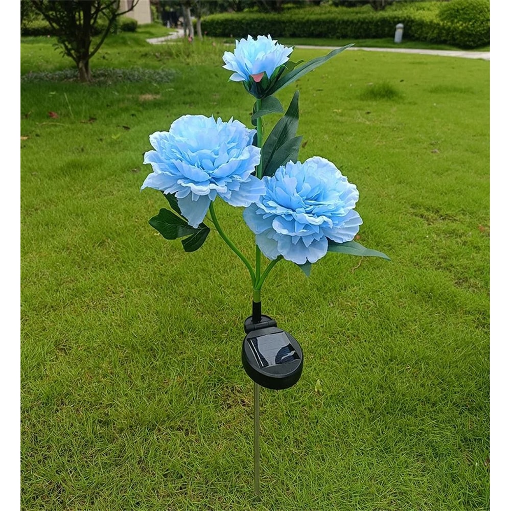 Solar Peony Garden Lights 3Head Waterproof Outdoor Pathway Decor 4