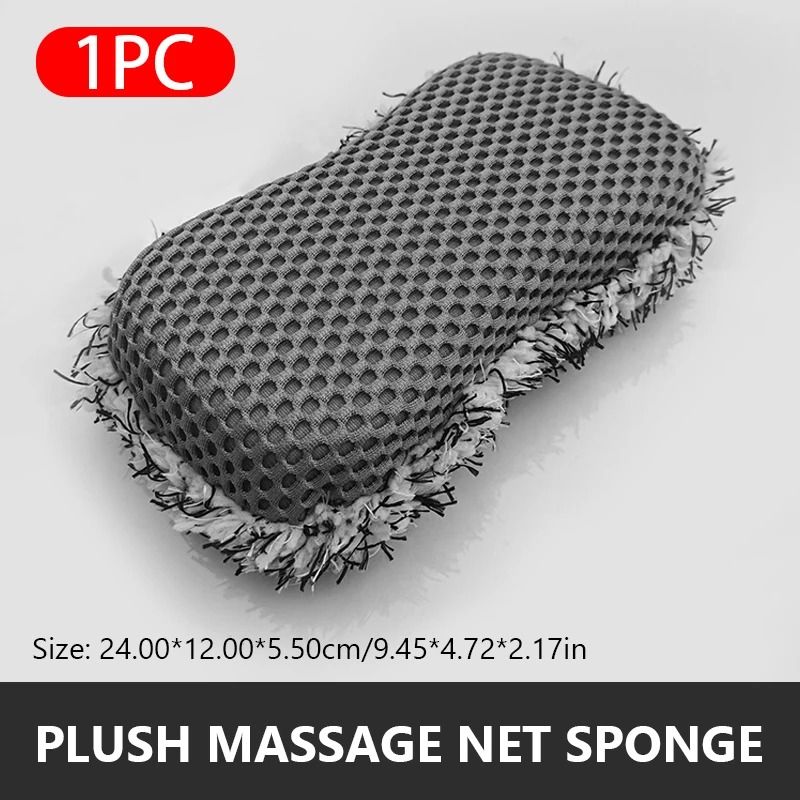 Microfiber Car Wash Sponge TwoSided ScratchFree Plush Mesh Cleaning Tool 7