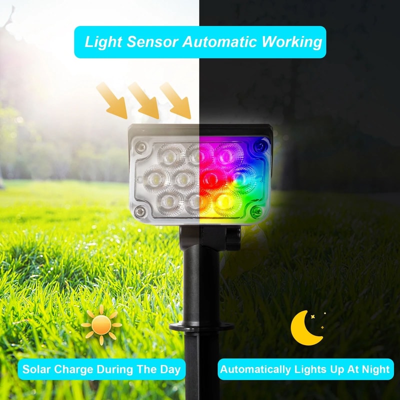 Solar Power Spotlight Adjustable Temperature Outdoor Garden Light IP65 Waterproof Lamp 3