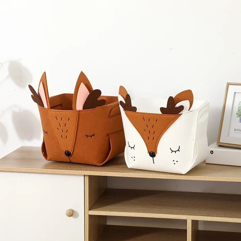 Animal DIY Storage Box Foldable Felt Fabric Nursery Organizer Toy Basket 2